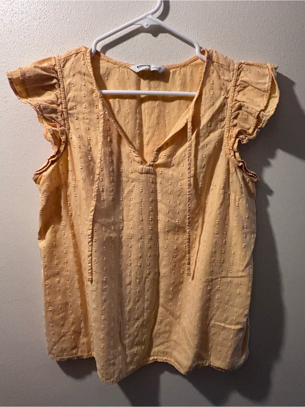 Sonoma Goods Yellow Colored Flutter Sleeve Boho Tank (M)